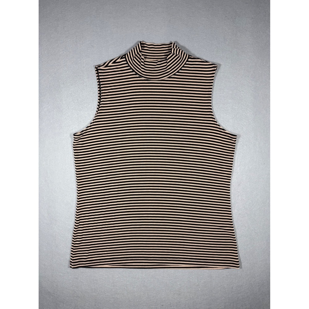 Vintage 90s Striped Chicos Private Edition Mock Neck Slinky Knit Top Sz 1 M/L